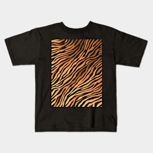 Savage Brown Beige and Black Tiger Pattern Animal Print Wild Safari Kids T-Shirt